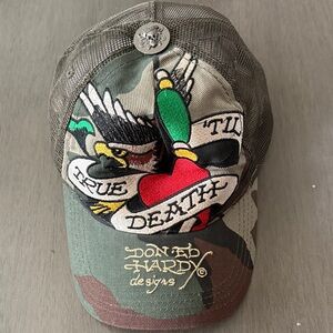 Ed Hardy Camouflage Cap with Tattoo Graphics